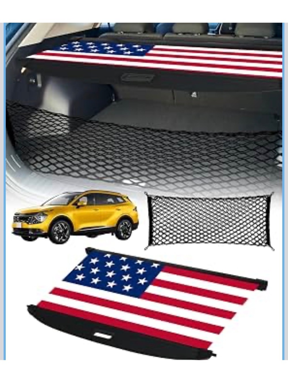 Kia Sportage 2021-2026 Retractable Rear Cargo Cover Privacy Shield Flag Print